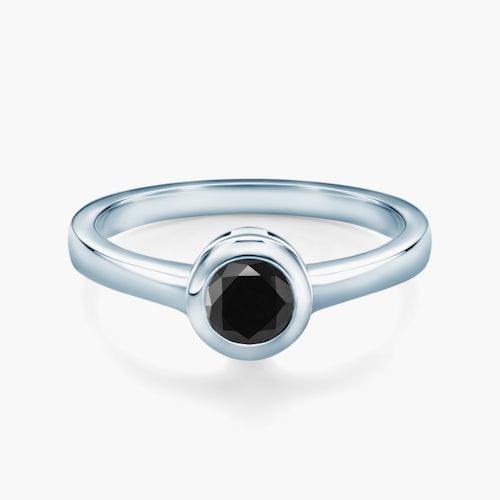 Pierścionek zaręczynowy SAVICKI: białe złoto, czarny diament